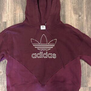 ADIDAS Women’s Hoodie - Burgundy Cropped Trefoil